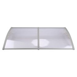 Door Canopy Awning Rain Shelter Front Back Porch Shade Patio Roof Cover (190100, White)