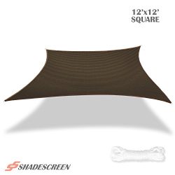 Shade Screen 12′ x 12′ Sun Shade Sail for Patio Backyard Deck UV Block Fabric – ...