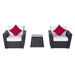 Outsunny 3pc Outdoor Rattan Patio Furniture Seating Set