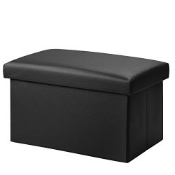 Inoutdoorkit FSL01 Foldable Leather Storage Ottoman Bench Footrest Stool, Coffee Table Cube For  ...