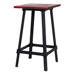 Homebeez Square Industrial Bistro Dining Table, Metal Rustic Antique Patio Bar Table