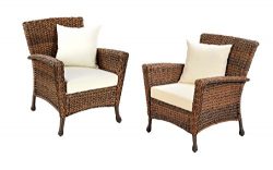 W Unlimited Rustic Collection 2 Piece Patio Chairs Outdoor Furniture Light Brown Rattan Wicker G ...