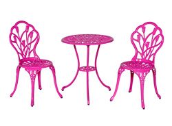 Meadow Décor Bistro Table and Chair Set, Pink Tulip