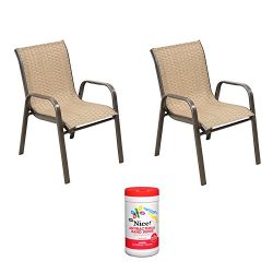 Kids Outdoor Stacking Patio Chair in Brown with Antibacterial Hand Wipes