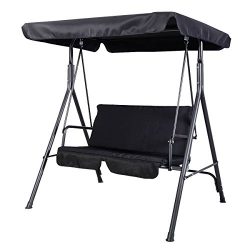 Goplus® Patio Swing Outdoor Canopy Awning Yard Furniture Hammock Steel Black 2 Person