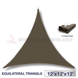 12′ x 12′ x 12′ Sun Shade Sail UV Block Fabric Canopy in Brown Coffee Triangle ...