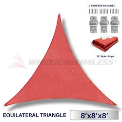 Windscreen4less 8′ x 8′ x 8′ Triangle Sun Shade Sail – Rust Red Durable  ...