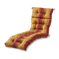 Greendale Home Fashions 72-Inch Patio Chaise Lounger Cushion, Kinnabari Stripe