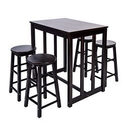 Merax 5-piece Dining Table Set High/Pub Table Set with 4 Bar Stools (Espresso)