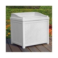 White Wicker Deck Seat Storage Box Outdoor Storage Bench Outdoor Furniture Benches