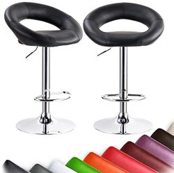 WOLTU ABSX1004blk-a Set of 2 Barstools Leather Hydraulic Lift Adjustable Counter Bar Stool Dinin ...