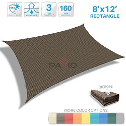 Patio Paradise 8′ x 12′ Brown Sun Shade Sail Rectangle Canopy – Permeable UV B ...