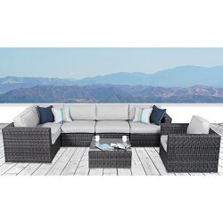 Patio Sofa Set, weather Resistant Outdoor Resort Grade Convertible Set Up Aluminium-Wicker Furni ...