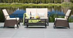 Outdoor Furniture Wicker Patio Sofa Set – 4 Piece All Weather Resin Rattan Deep Seating Co ...