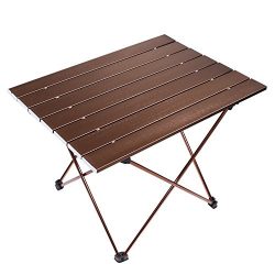 Portable Camping Table, Aluminum Hard-Topped Outdoor Folding Table, Lightweight Picnic Table for ...