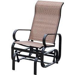 PatioPost Sling Glider Outdoor Patio Chair Textilene Mesh Fabric, Brown