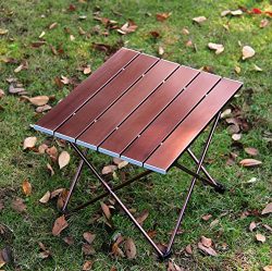 Portable Camping Table, Aluminum Hard-Topped Outdoor Folding Table, Lightweight Picnic Table for ...