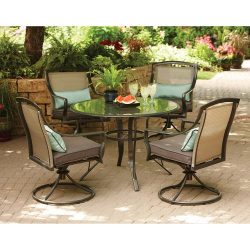 Aqua Glass 5-Piece Patio Dining Set, Seats 4