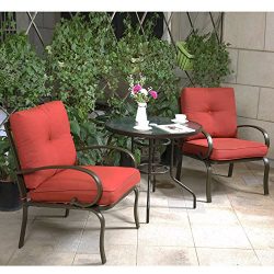 Cloud Mountain Bistro Table Set Outdoor Bistro Set Patio Furniture Set Wrought Iron Bistro Set T ...