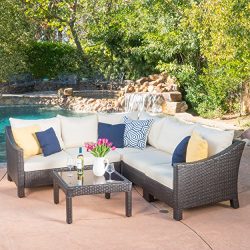 Caspian 6 Piece Outdoor Wicker Furniture Patio Sectional Sofa Set