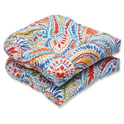 Pillow Perfect Outdoor Ummi Wicker Seat Cushion, Multicolored, Set of 2