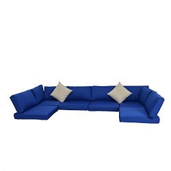 Matching Jetime 7PCs Sofa Set Navy Blue Cushion Cover and Beige Pillow Covers