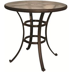 Darlee Cast Aluminum Glass Top Round Bar Table, 42″, Antique Bronze Finish