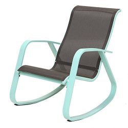 Grand patio Outdoor Rocking Chair with Wide Gliders Sling Steel Frame(Macaron Blue)