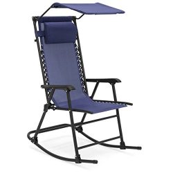 Best Choice Products Foldable Zero Gravity Rocking Patio Recliner Chair w/ Sunshade Canopy ̵ ...