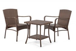 W Unlimited Leisure Collection Garden Patio Furniture Round Core Wicker Outdoor Furniture Bistro ...