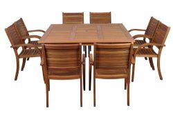 Amazonia Arizona 9-Piece Eucalyptus Square Dining Set