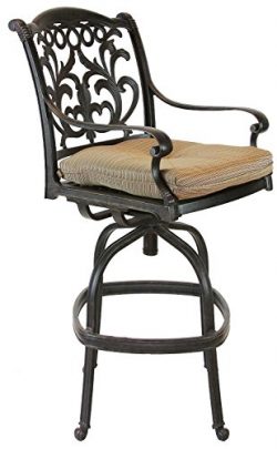 K&B PATIO LD1238-7 Mandalay Bar Chair with Cushion, Antique Bronze