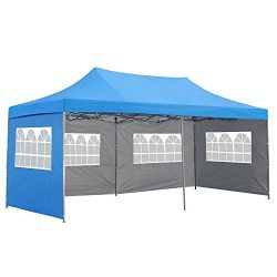 10×20 Ft Pop up Canopy Party Wedding Gazebo Tent Shelter with Removable Side Walls Blue