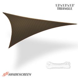 Shade Screen 13′ x 13′ x 13′ Sun Shade Sail for Patio Backyard Deck UV Block F ...