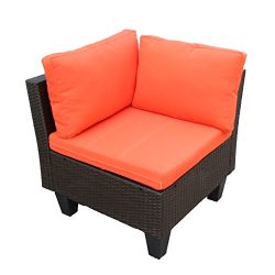 Yongcun Outdoor Sofa Patio Furniture Sofa Backyard Aluminum and Pe Wicker Rattan Set Orange Cush ...