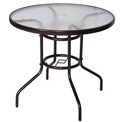 Cloud Mountain 32″ Outdoor Dining Table Patio Tempered Glass Table Patio Bistro Table Top  ...