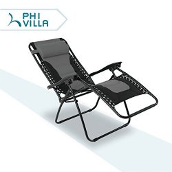 PHI VILLA Padded Zero Gravity Lounge Chair Patio Foldable Adjustable Reclining for Outdoor Yard  ...