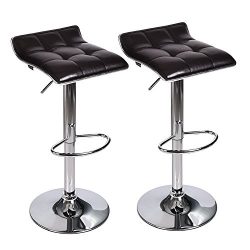 Adjustable Swivel Barstools, PU Leather with Chrome Base, Counter Height Hydraulic Pub Chairs, S ...