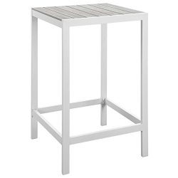 Modway Maine Outdoor Patio Bar Table, White Light Gray