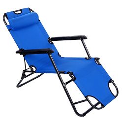 Yuebo Chaise Lounge Chair Outdoor Patio Folding Recliner Portable Camping Sleeping Cot with Adju ...