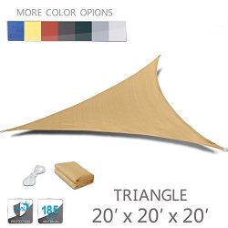 LOVE STORY 20′ x 20′ x 20′ Triangle Sand UV Block Sun Shade Sail Perfect for O ...