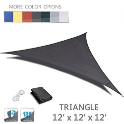 LOVE STORY 12′ x 12′ x 12′ Triangle Charcoal UV Block Sun Shade Sail Perfect f ...