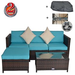 Outdoor Rattan Wicker Sofa Set Garden Patio Furniture Cushioned Sectional Conversation Sets-Easy ...