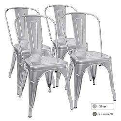 Furmax Metal Dining Chair Tolix Style Indoor-Outdoor Use Stackable Chic Dining Bistro Cafe Side  ...