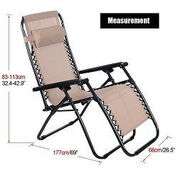 Dtemple Folding Zero Gravity Chairs – Portable Lounge Patio Chairs for Garden Yard Outdoor ...