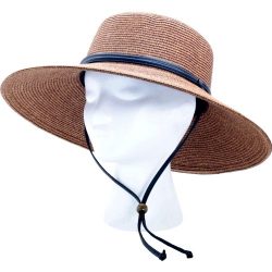 Sloggers Women’s  Wide Brim Braided Sun Hat with Wind Lanyard – Dark Brown –   ...