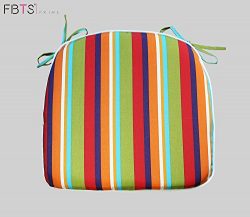 Chair Cushion 16 x 17 Inches Indoor/Outdoor Seat Pads Square (Set of 2, Rainbow, Stripe) for Out ...