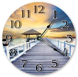 10.5″ GAZEBO ON BEACH DOCK CLOCK – Large 10.5″ Wall Clock – Home Décor Clock