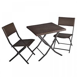 3-Piece Table And Chairs Patio Deck Outdoor Bistro Cafe Furniture Wicker Set