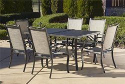 Cosco Outdoor 7 Piece Serene Ridge Aluminum Patio Dining Set, Dark Brown